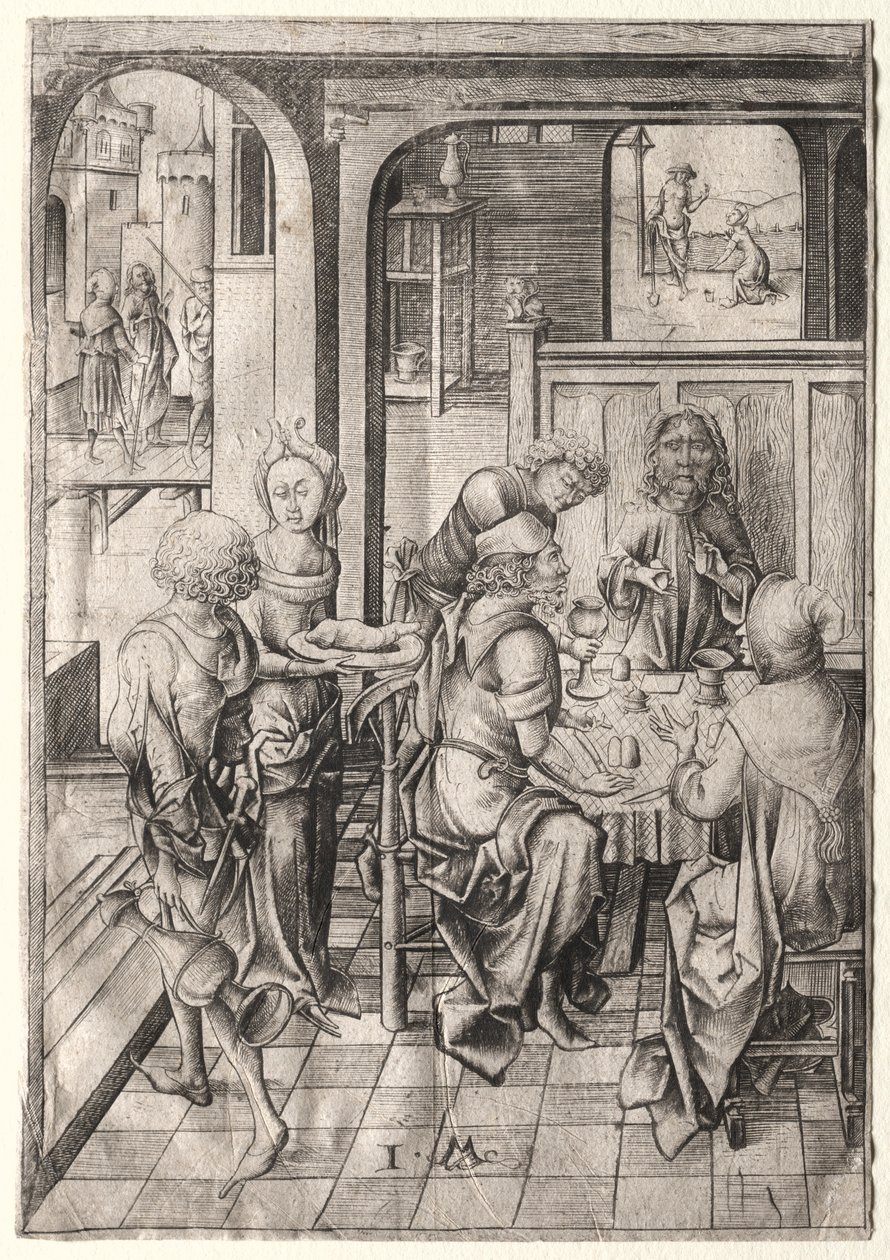 A szenvedély: Vacsora Emmausban. alkotó: Israhel van Meckenem