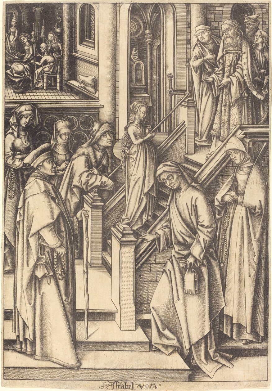 A Szűzanya bemutatása, c. 14901500. alkotó: Israhel van Meckenem