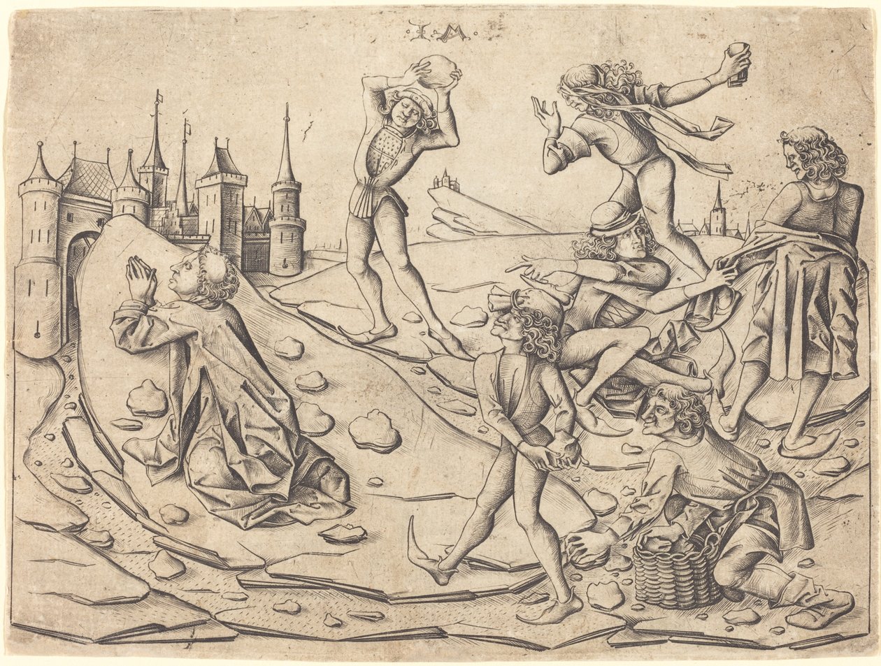 Szent István megkövezése, c. 1470. alkotó: Israhel van Meckenem