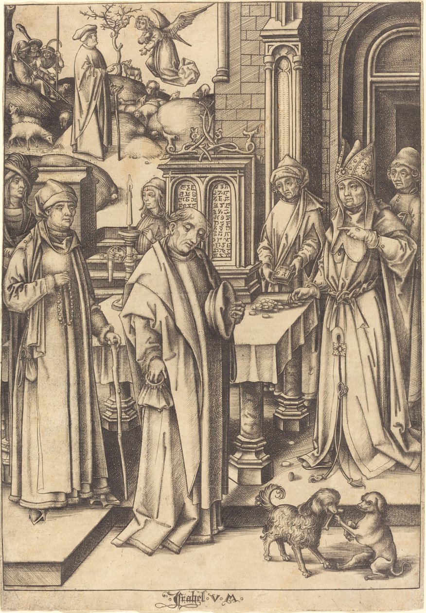 Joachim áldozata alkotó: Israhel van Meckenem after Hans Holbein the Elder