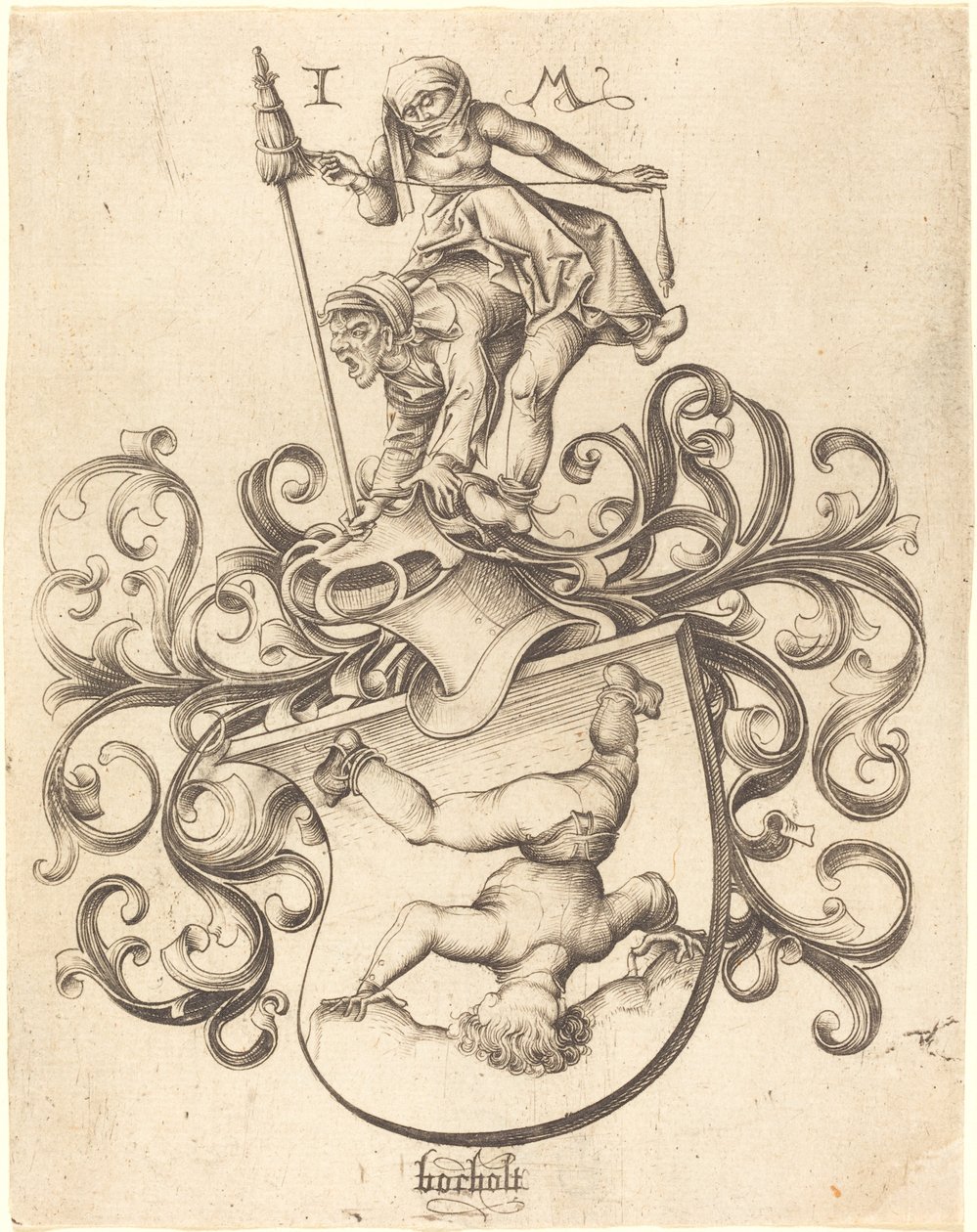 Címer bukdácsoló fiúval alkotó: Israhel van Meckenem after Master of the Housebook