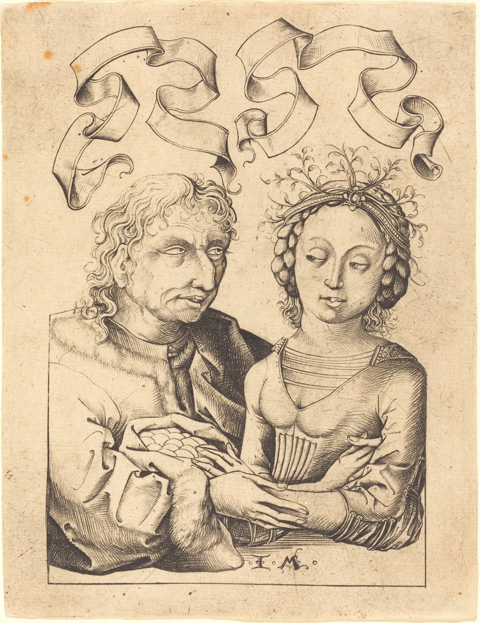 A bolond öreg és a fiatal lány alkotó: Israhel van Meckenem after Master of the Housebook