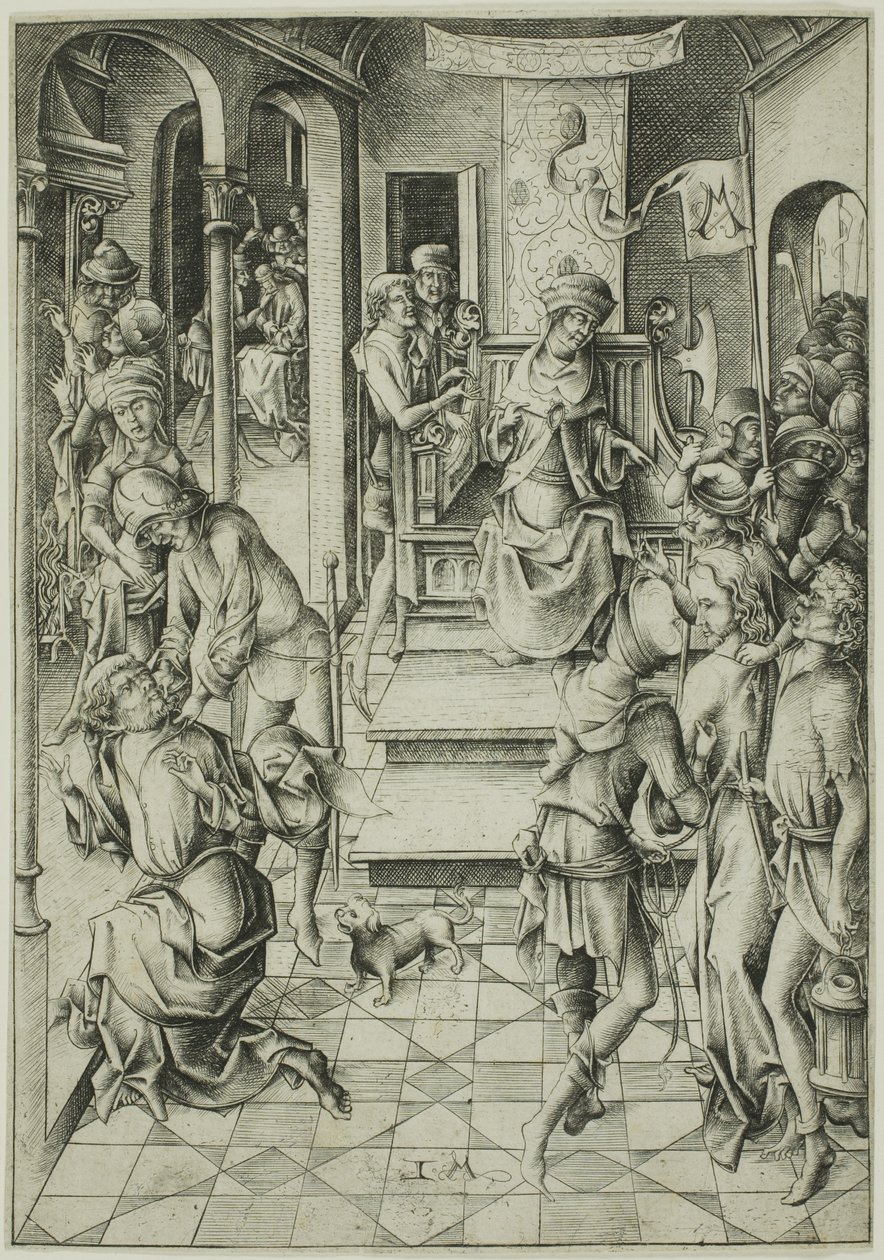 Krisztus Annás előtt alkotó: Israhel van Meckenem the younger