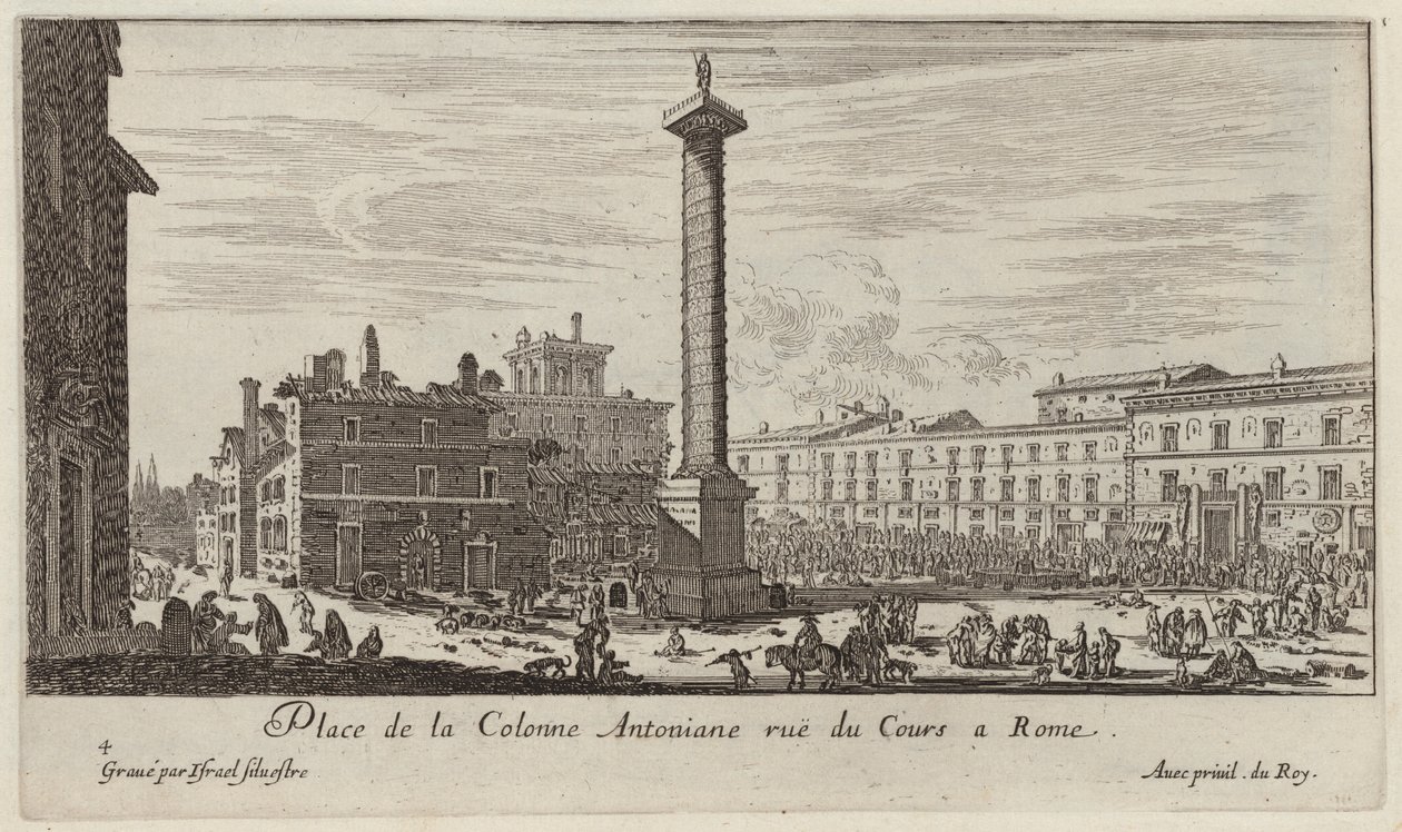 Place de la Colonne Antoniane rue du Cours Rómában alkotó: Israël Silvestre