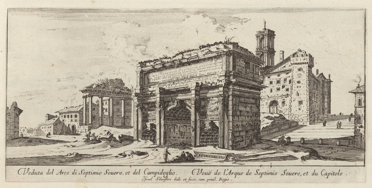 Veduta del Arco di Septimio Severus és Campidoglio alkotó: Israël Silvestre