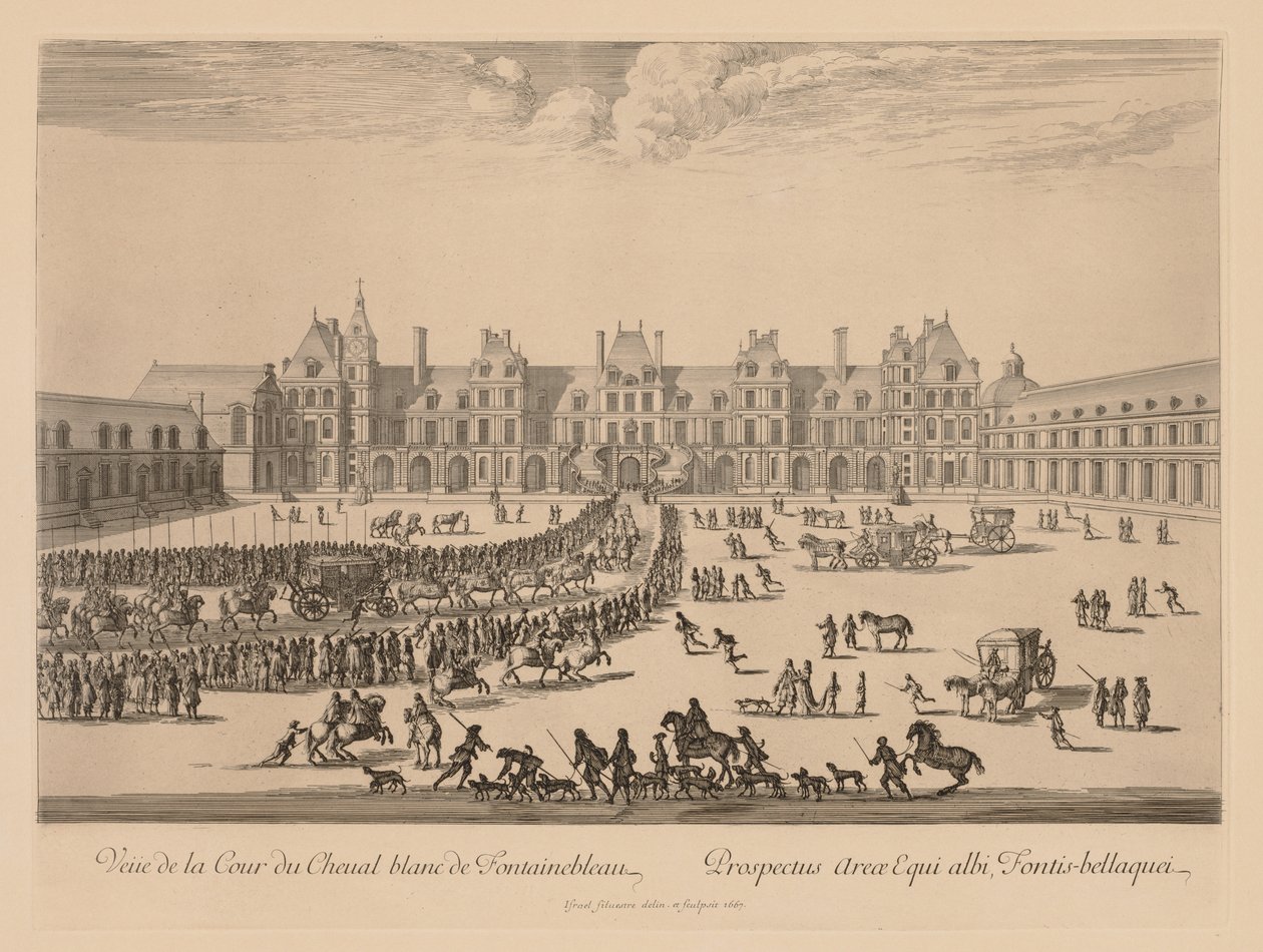 Kilátás a Cour du Cheval-Blancra Fontainebleau-ban, 1667. alkotó: Israël Silvestre