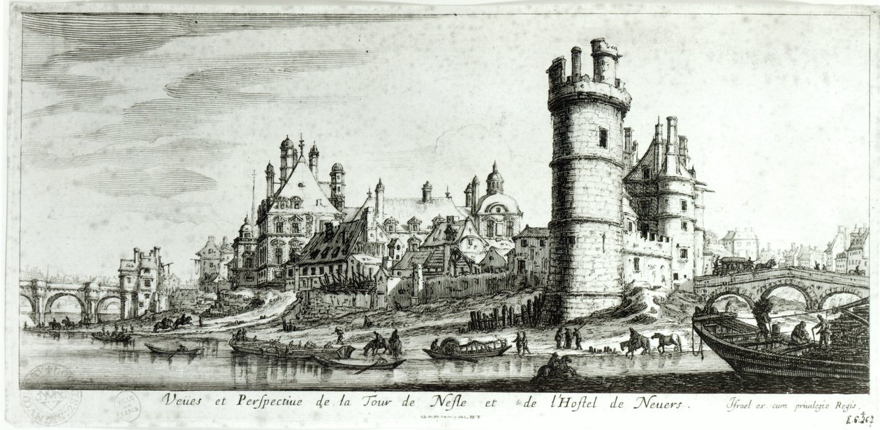 A Tour de Nesle és a Hotel de Nevers perspektivikus képe alkotó: Israël Silvestre the Younger