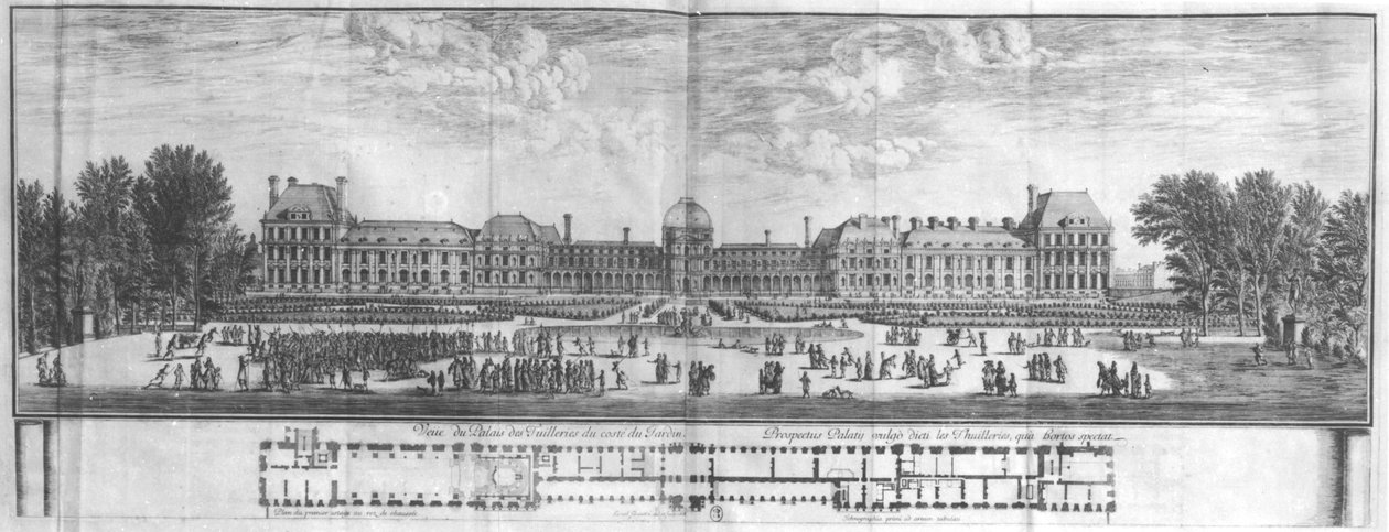 Kilátás a Palais des Tuileries-re a kertből (metszet) (bw fotó) alkotó: Israël Silvestre the Younger