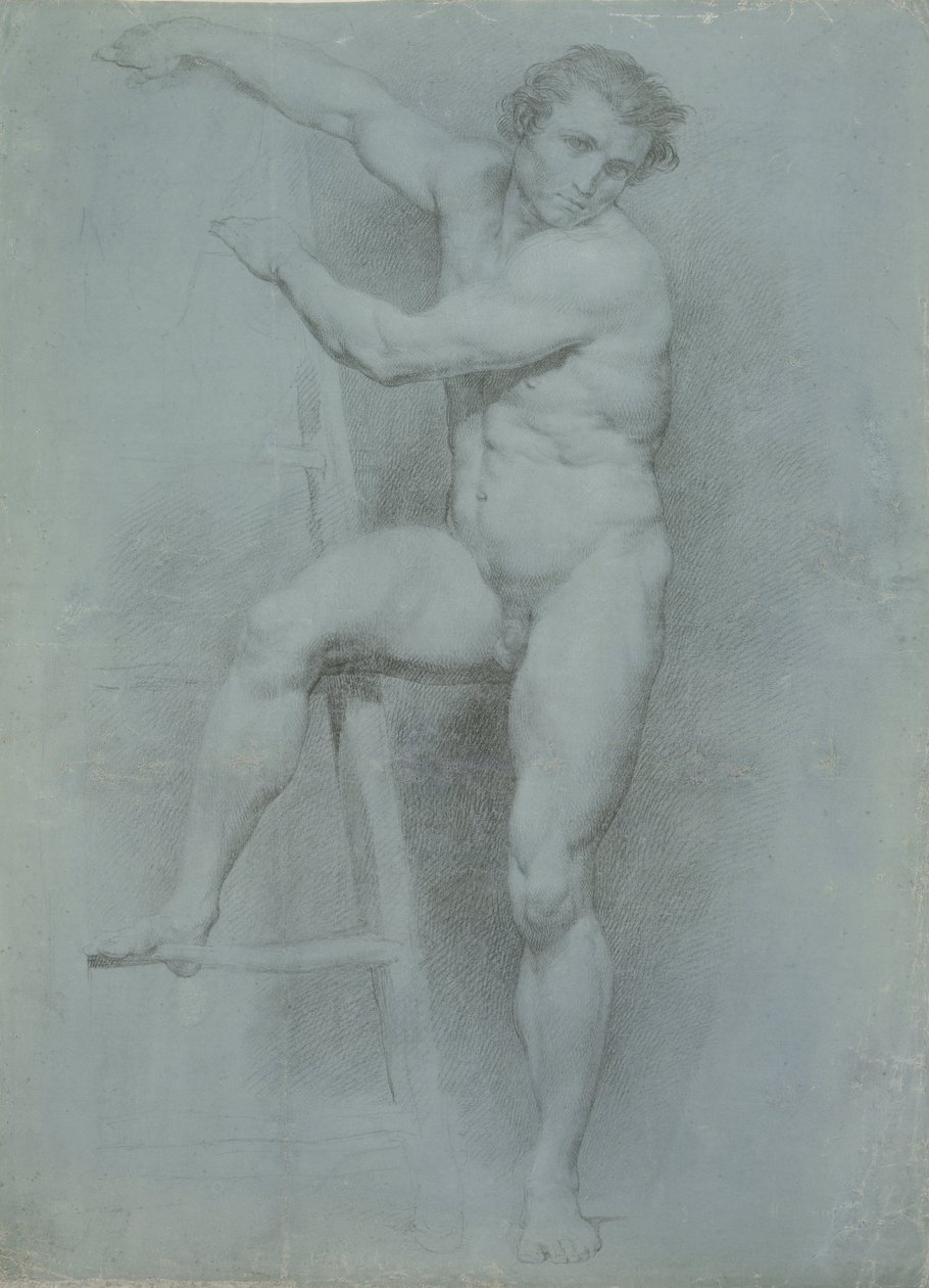 Férfi meztelen létrára támaszkodva alkotó: Italian Pompeo Girolamo Batoni