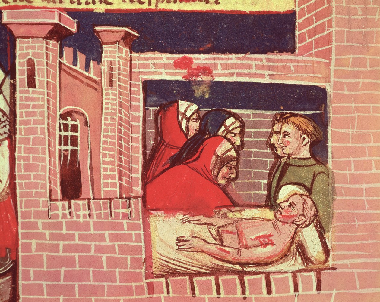 Sérült gondozása egy kastélyban, egy velencei kódexből alkotó: Italian School