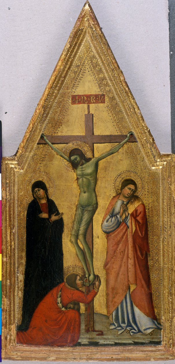 Krisztus a kereszten Máriával, Jánossal és Mária Magdolnával (tempera fán) alkotó: Italian School