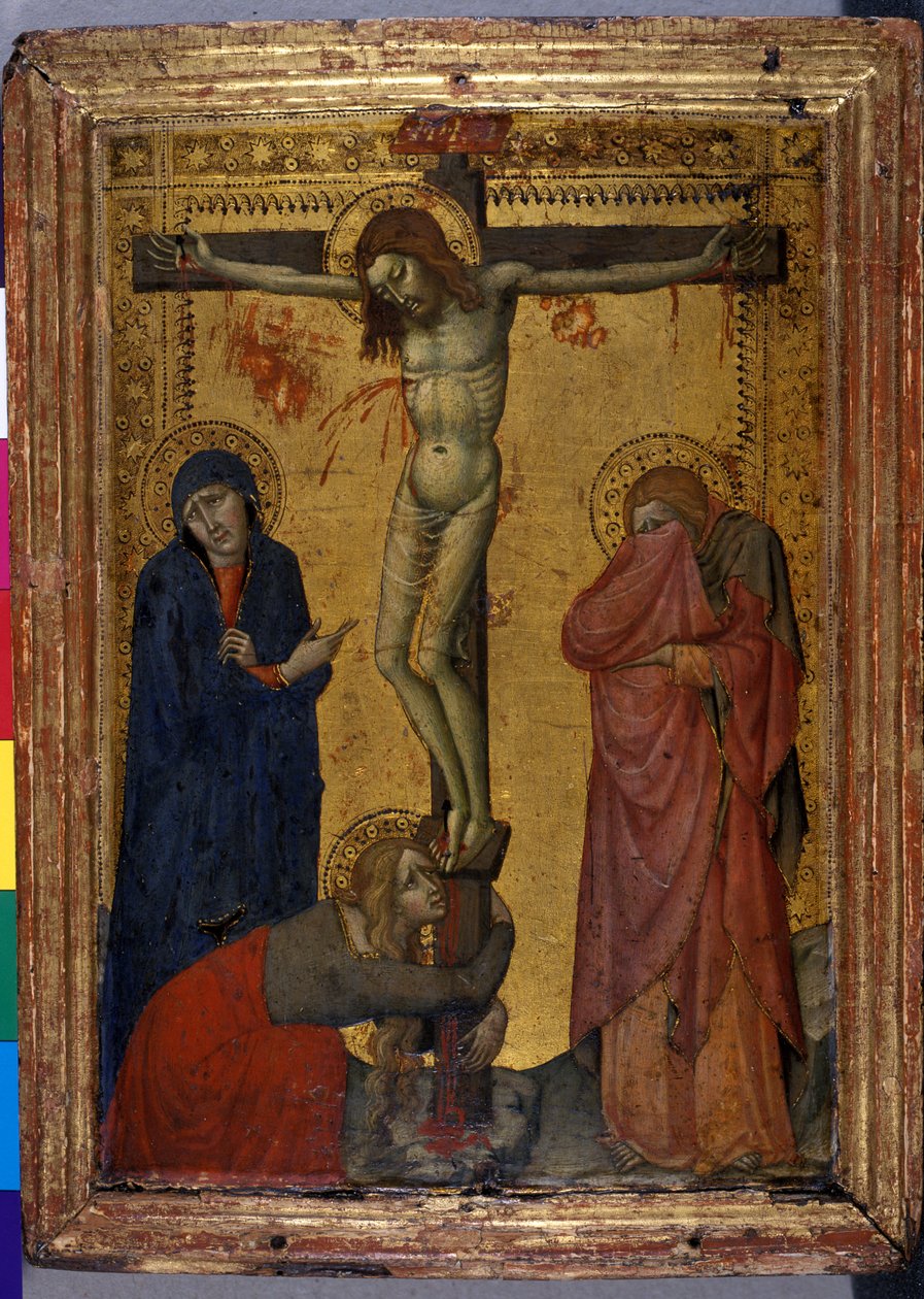 Krisztus a kereszten Máriával, Jánossal és Mária Magdolnával, 137080 körül (tempera fán) alkotó: Italian School