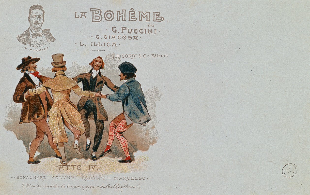 Giacomo Puccini (1858-1924) „La Boheme” című operájának emlékképeslapja alkotó: Italian School