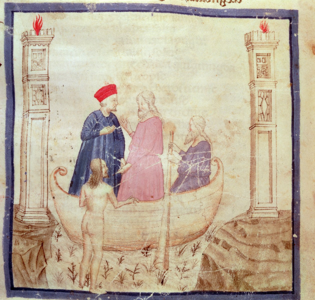 Dante és Vergilius (Kr. e. 70-19) a pokolba mennek, Dante Alighieri (1265-1321) Isteni színjátékából alkotó: Italian School