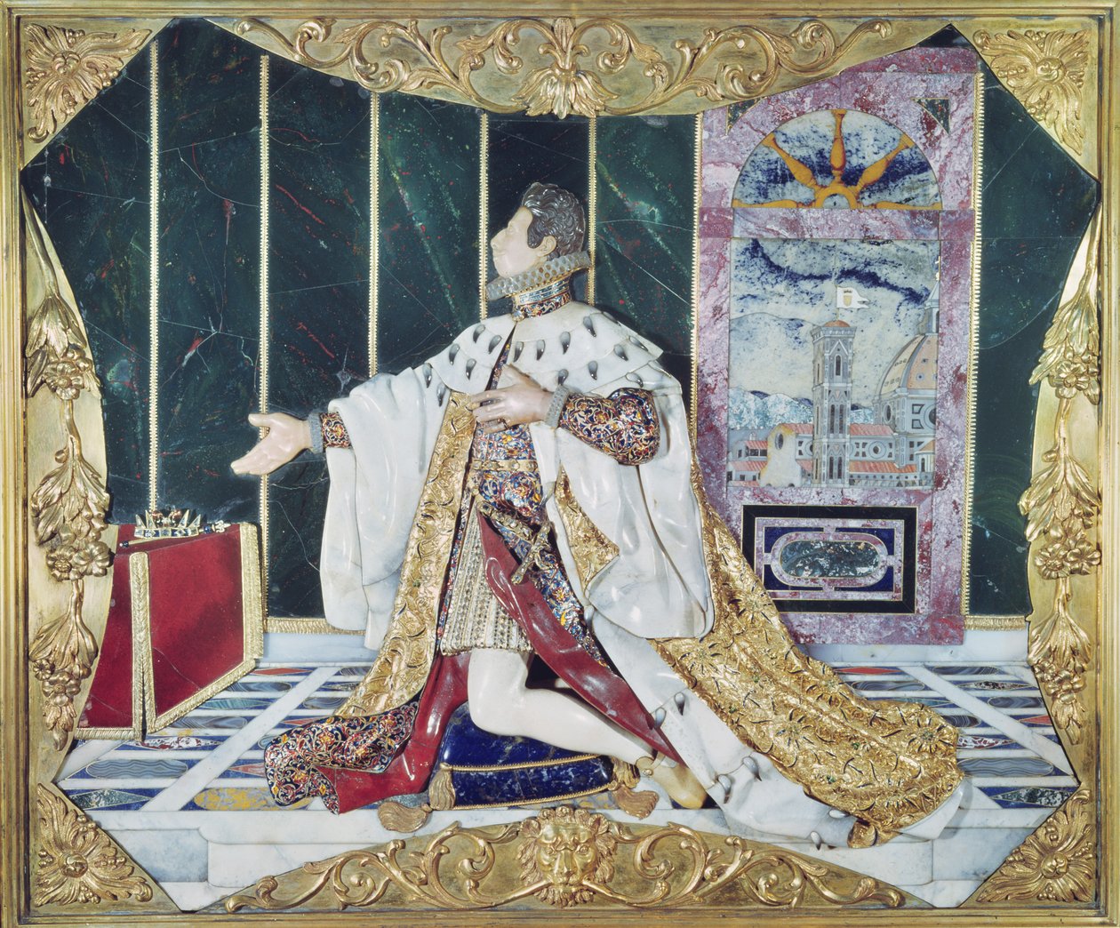 Ex-voto, 1617-24 (pietra dura, zománc, drágakövek és aranyozott bronz keret) alkotó: Italian School