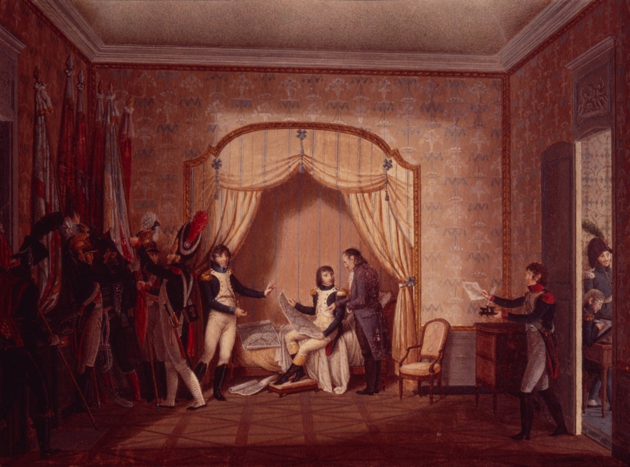 de Marmont tábornok megmutatja Bonaparte-nak Montenetto és Cossaria elfogott zászlóit, 1796 alkotó: Italian School