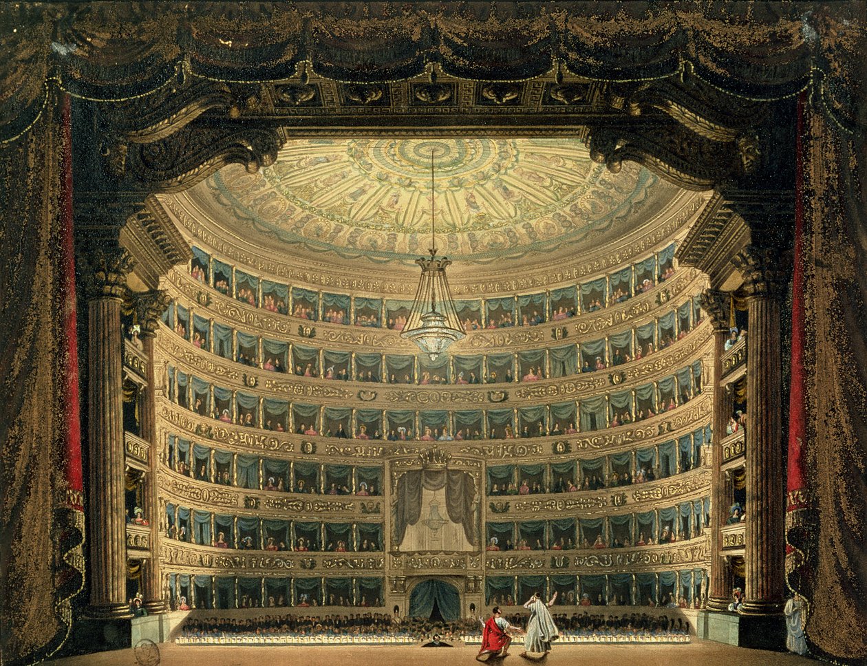 La Scala, Milánó, előadás közben alkotó: Italian School