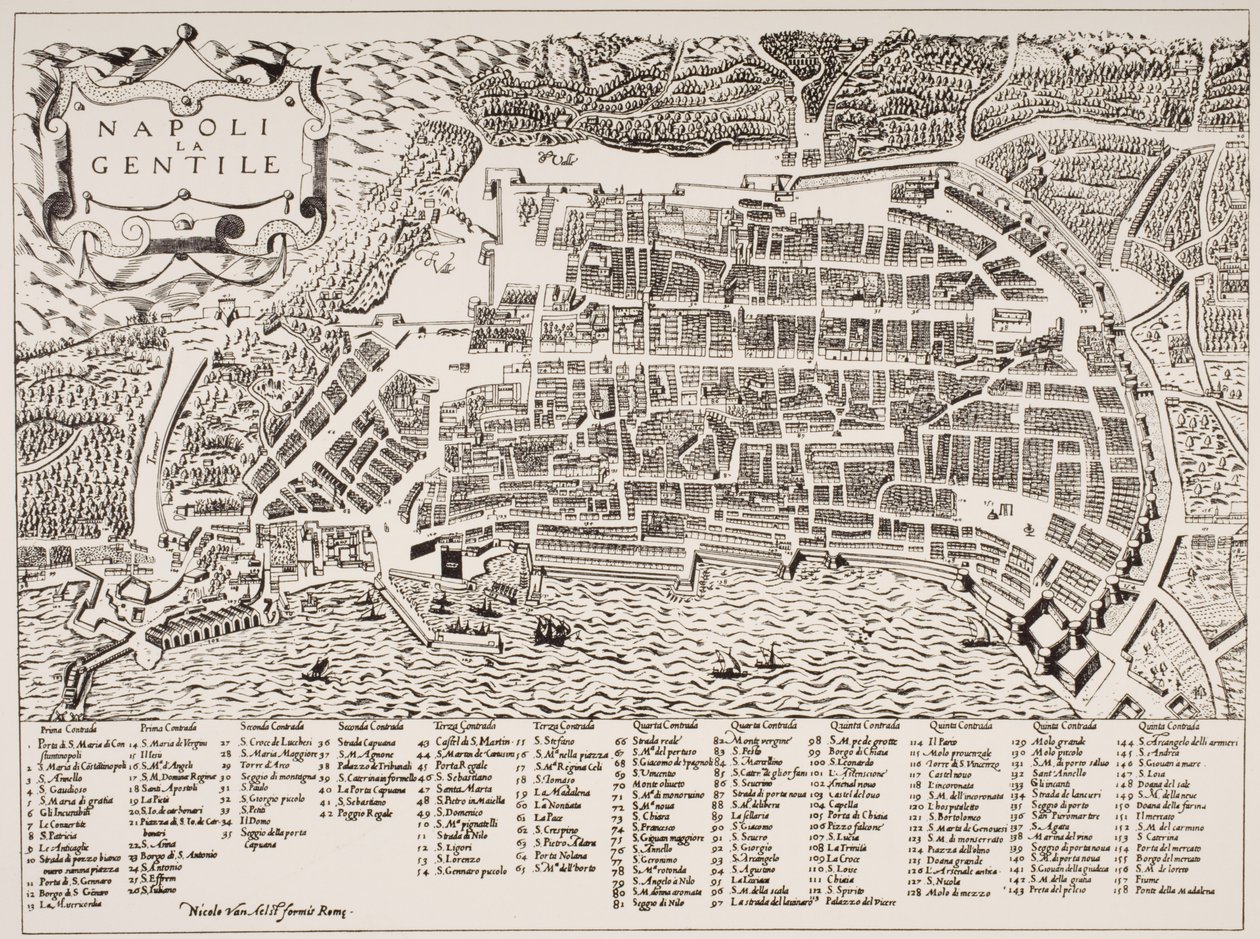 Nápoly térképe, 1600 körül alkotó: Italian School