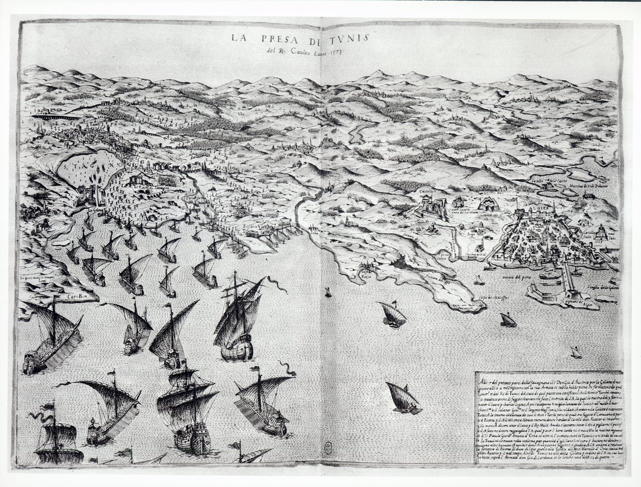 Tunisz spanyolok általi elfoglalásának térképe 1573-ban alkotó: Italian School