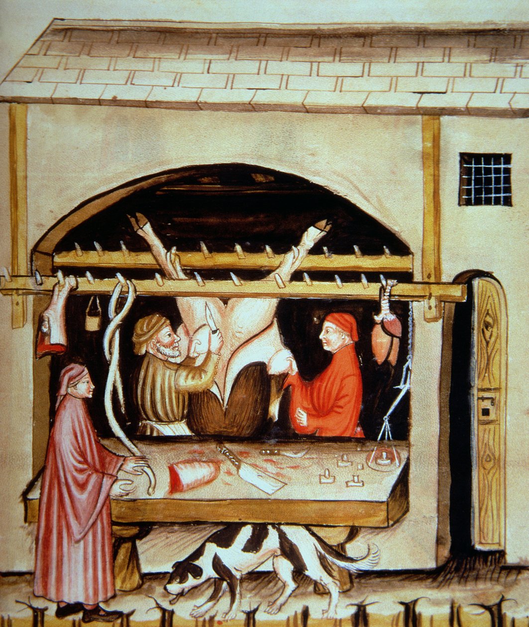 Nova 2644 fol.79r A hentesek: a tőgy eltávolítása a Tacuinum Sanitatisből alkotó: Italian School