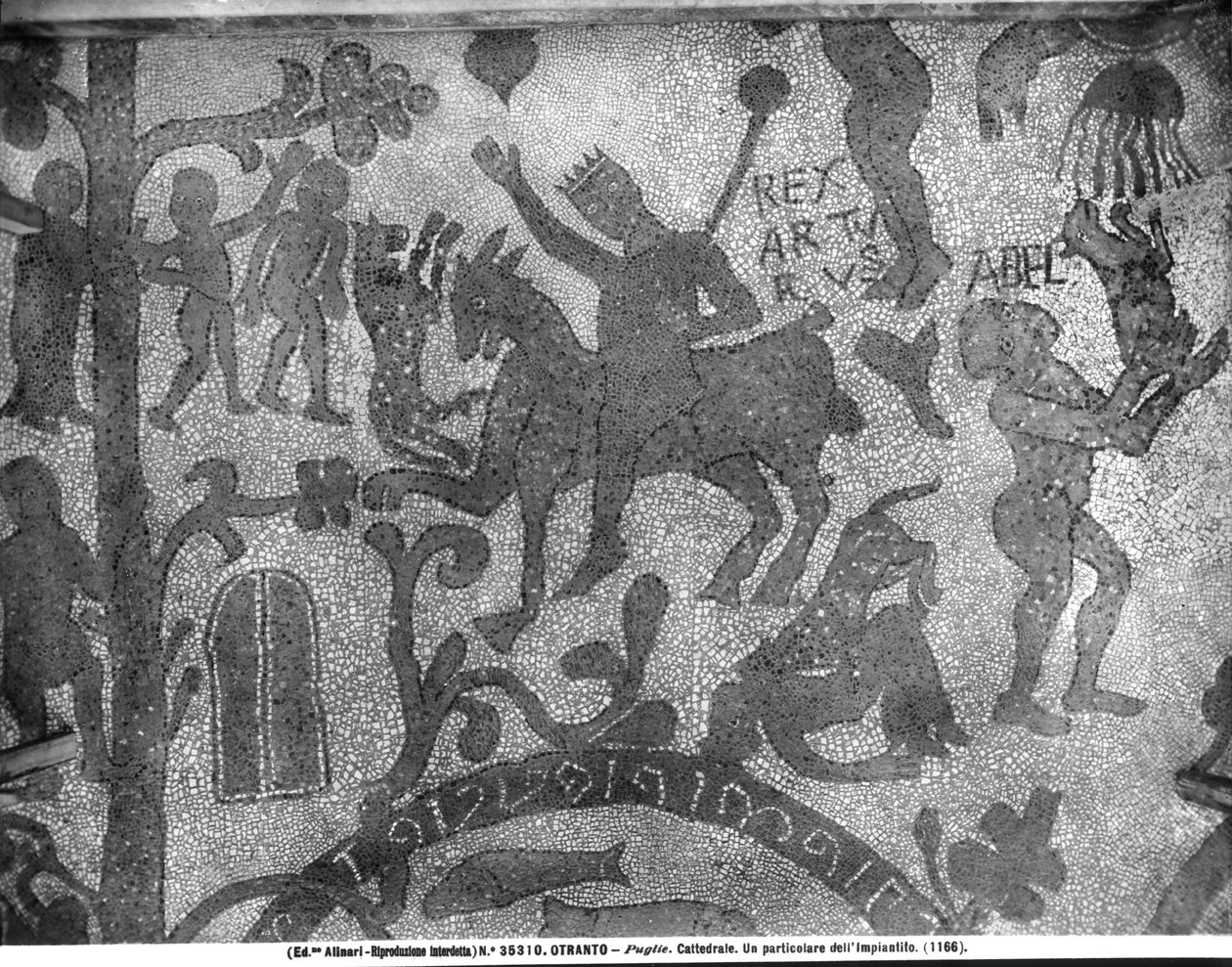 Arthur királyt ábrázoló járda, 1166 (mozaik) alkotó: Italian School