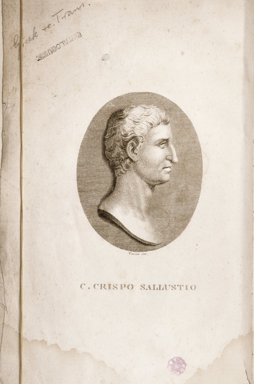 Gaius Crispus Sallust (i.e. 85-35) portréja, amelyet Antonio Verico vésett (1819. évf.) alkotó: Italian School
