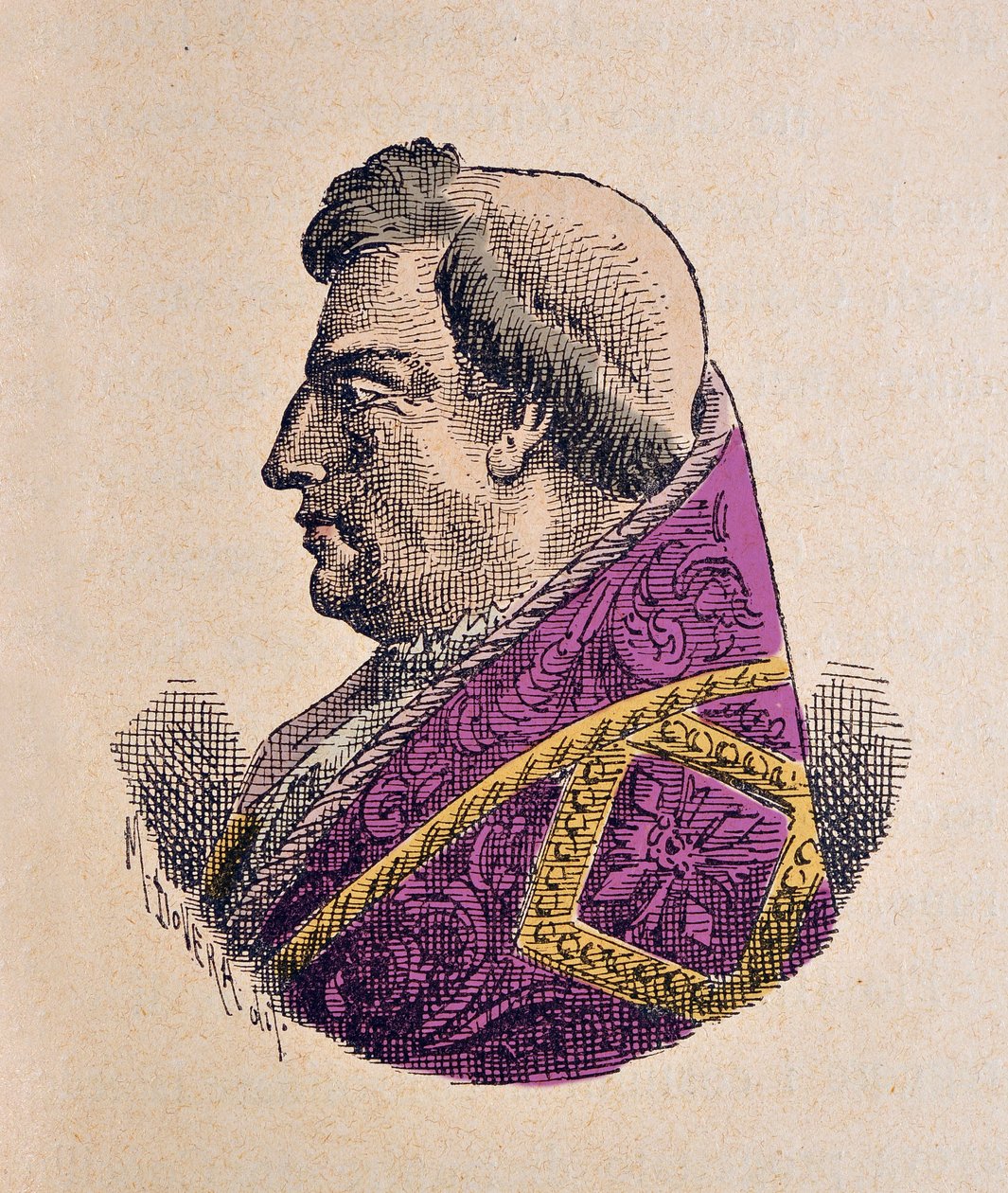 VI. Alexandre pápa (Alexander vagy Alessandro) (Rodrigo Borgia) portréja (1492-1503), 1898 (metszet későbbi színezéssel) alkotó: Italian School