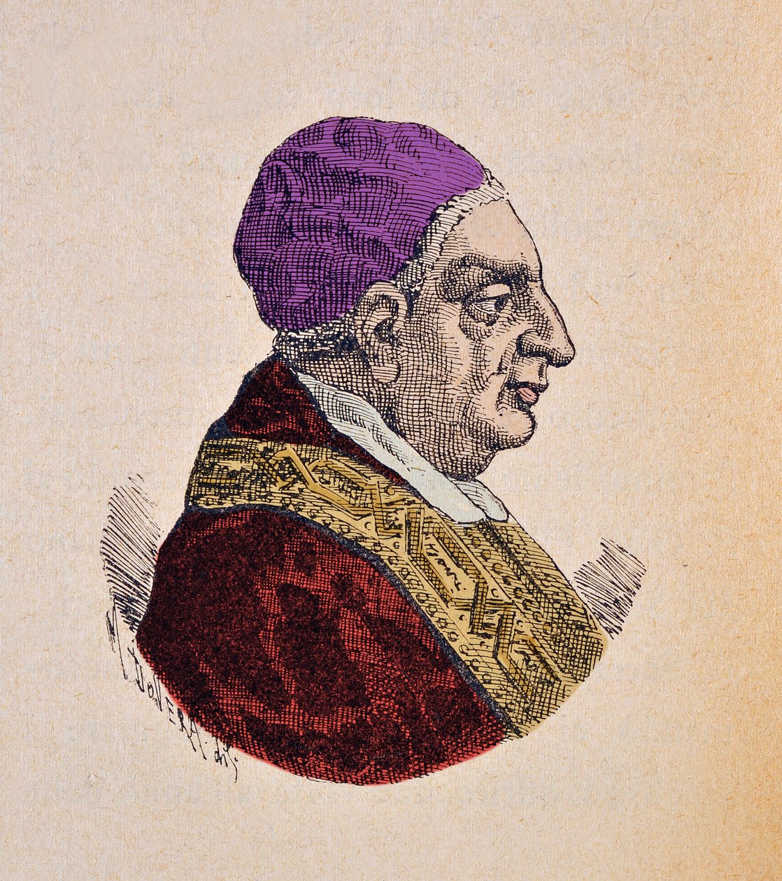 XIII. Benoit pápa (benedetto, Benedict vagy Benedictus) portréja (1724-1730), 1898 (metszet későbbi színezéssel) alkotó: Italian School