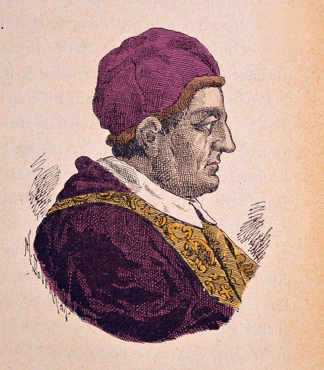 XIV. Kelemen pápa portréja (Clemente vagy Clemens) (1769-1774), 1898 (metszet későbbi színezéssel) alkotó: Italian School