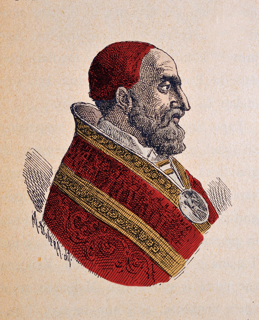 XIII. Gergely pápa portréja (Gregorio, Gregorius vagy Gregory) (1572-1585), 1898 (metszet későbbi színezéssel) alkotó: Italian School