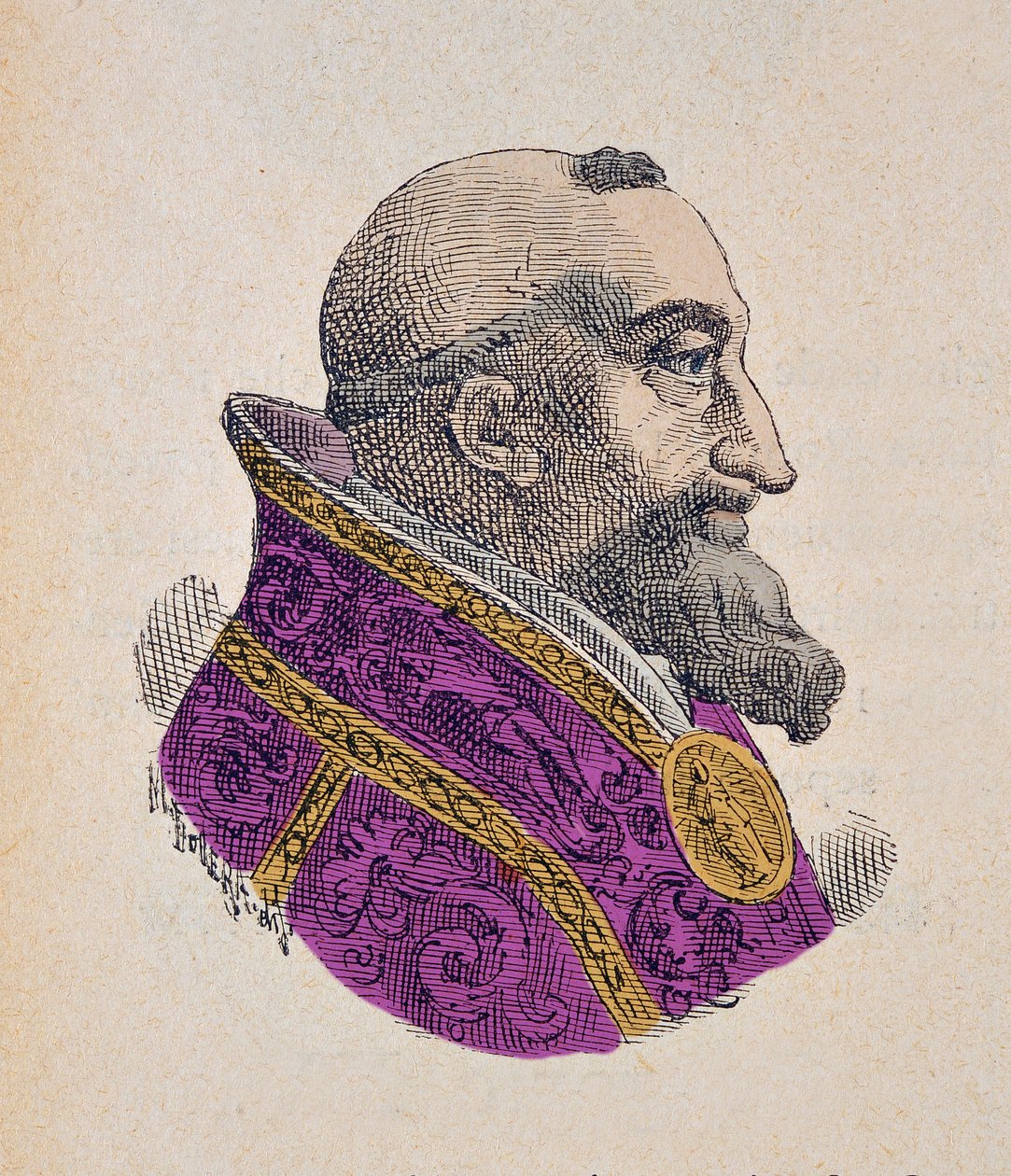 XV. Gergely pápa (Gregorio, Gregorius vagy Gregory) portréja (1621-1623), 1898 (metszet későbbi színezéssel) alkotó: Italian School