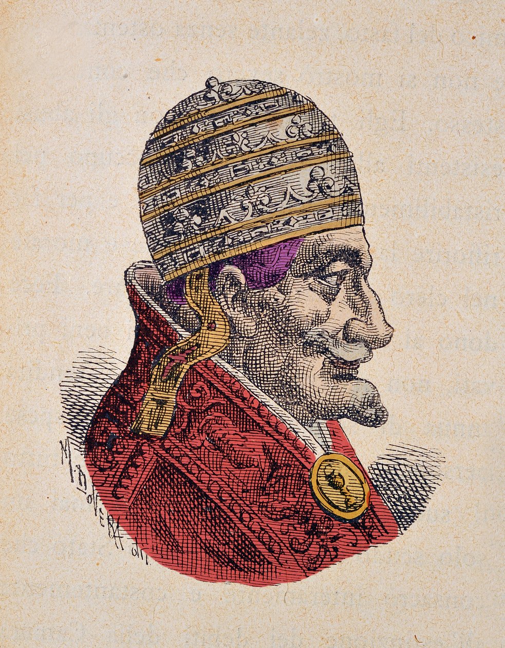 XI. Innocent pápa (Innocenzo, Innocentius) portréja (1676-1689), 1898 (metszet későbbi színezéssel) alkotó: Italian School
