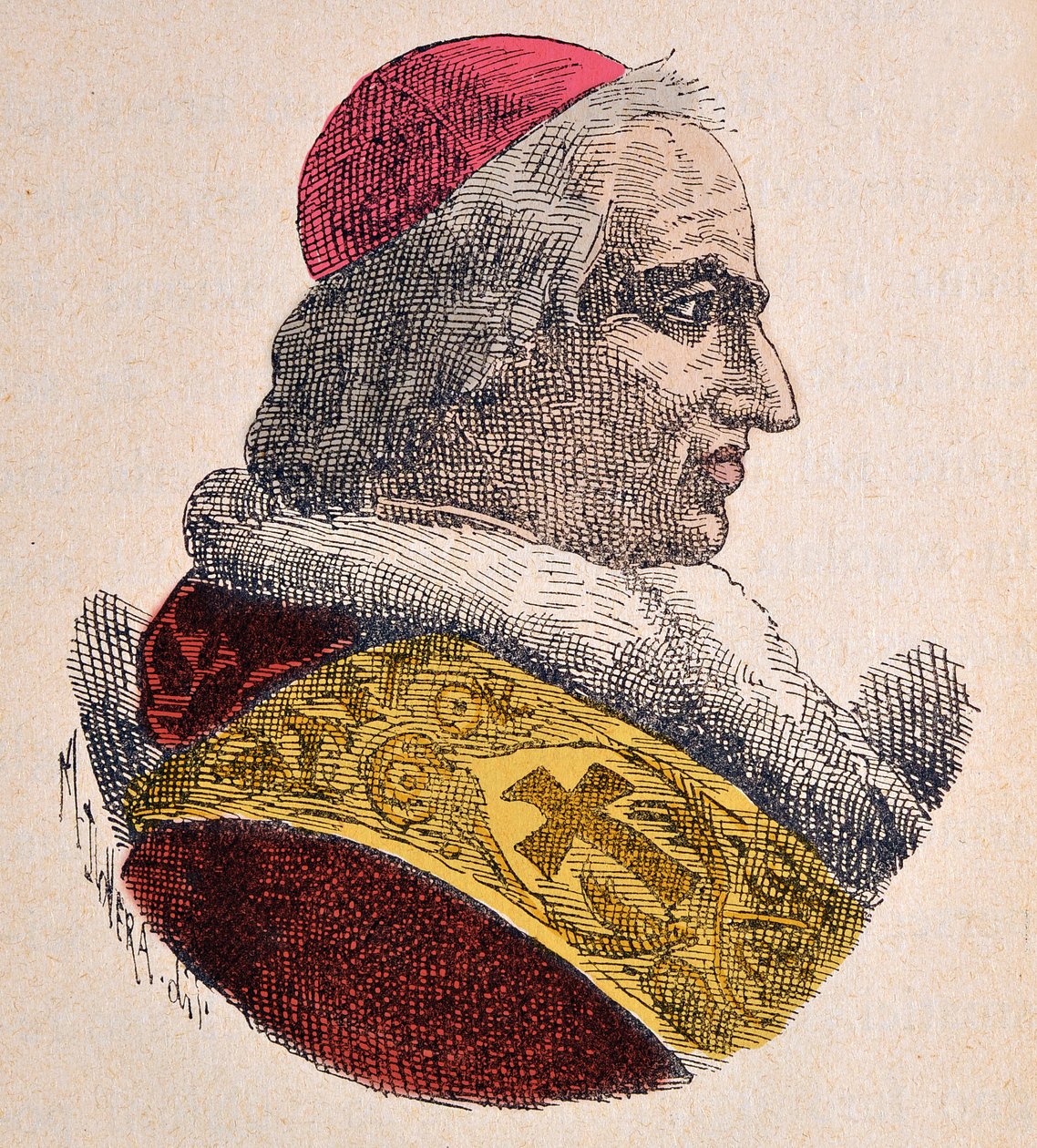 Pápa Pie (Pius vagy Pio) portréja VIII (1829-1830), 1898 (metszet későbbi színezéssel) alkotó: Italian School