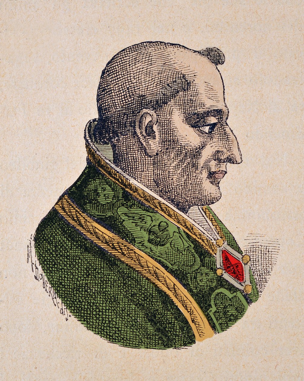 Pápa III (Pius vagy Pio) portréja (1503), 1898 (metszet későbbi színezéssel) alkotó: Italian School
