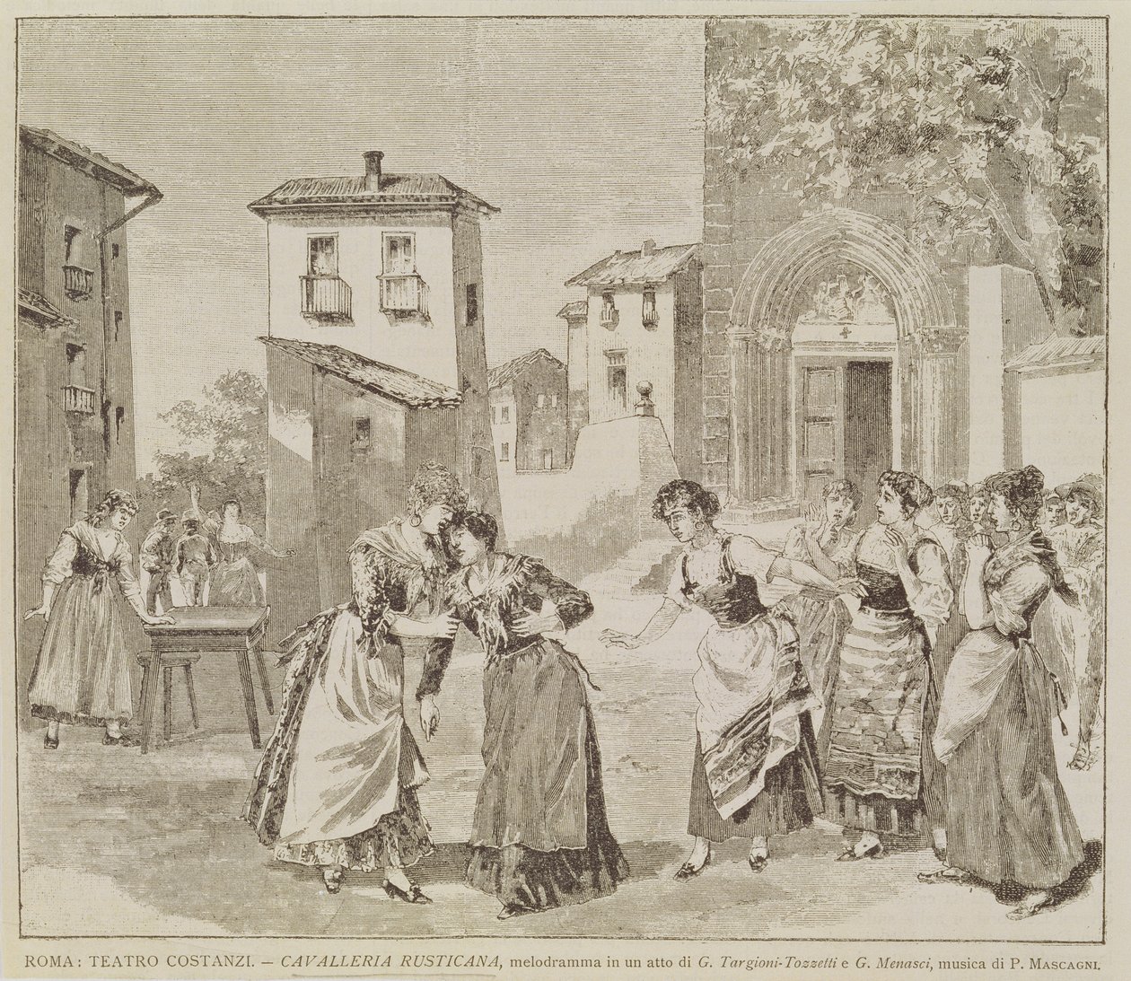 Jelenet a Cavalleria rusticana című operájából, Pietro Mascagni (1863-1945) alkotó: Italian School