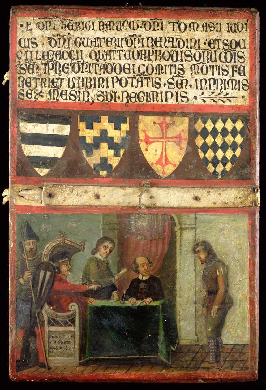 Az igazságszolgáltatás jelenete négy címerrel, 1273 alkotó: Italian School