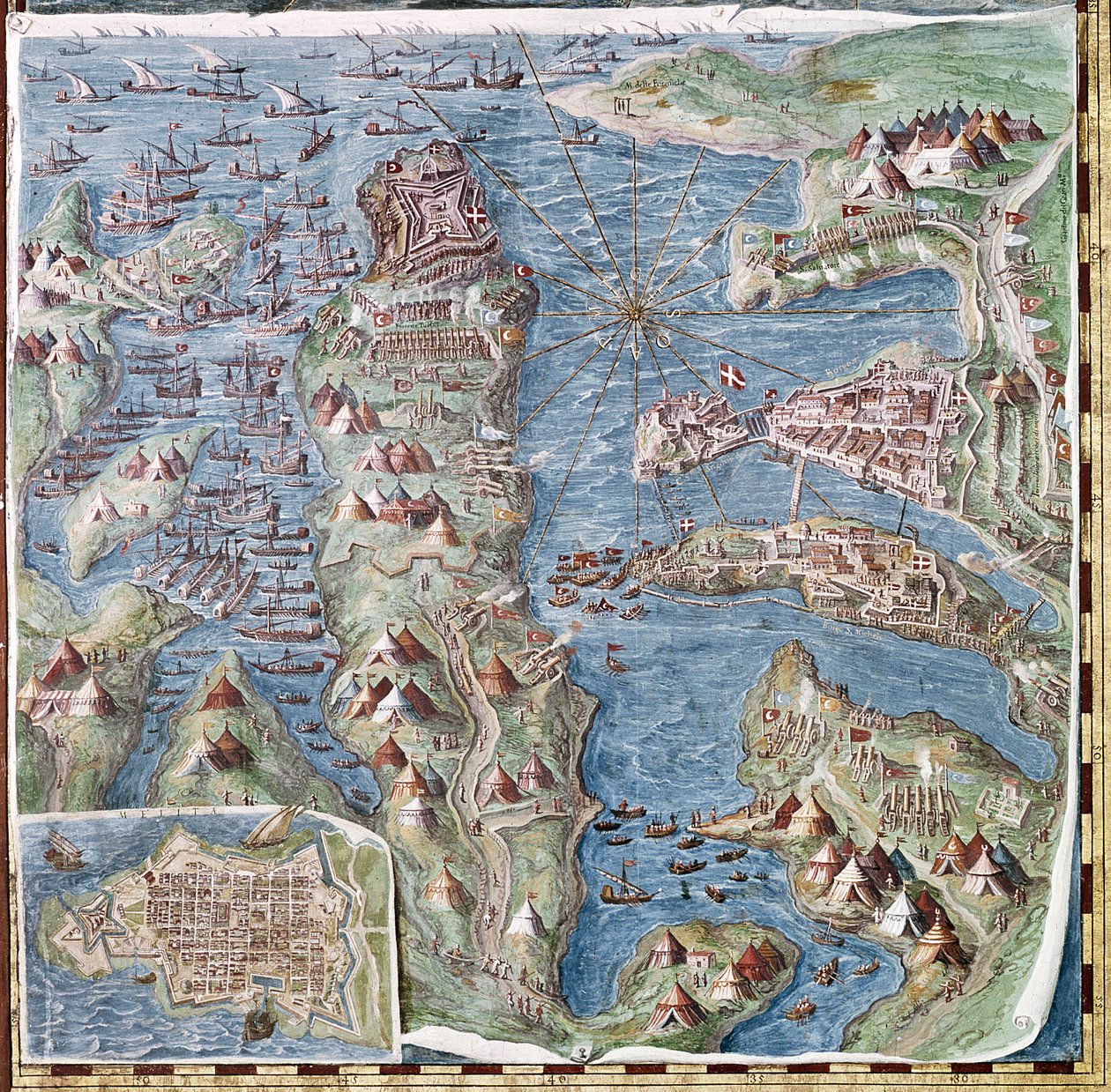 Málta ostroma, részlet a „Földrajzi térképek galériájából”, 1580-83 (lásd még: 260199) alkotó: Italian School