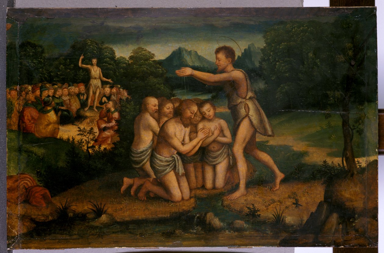 Szent János prédikáció és keresztelés (tempera fán) alkotó: Italian School