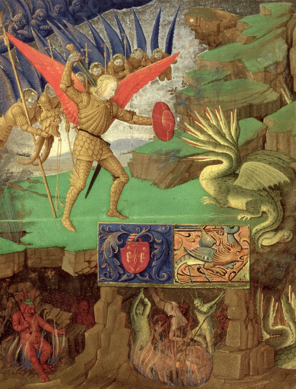 Szent Mihály megöli a sárkányt (tempera a panelen) alkotó: Italian School