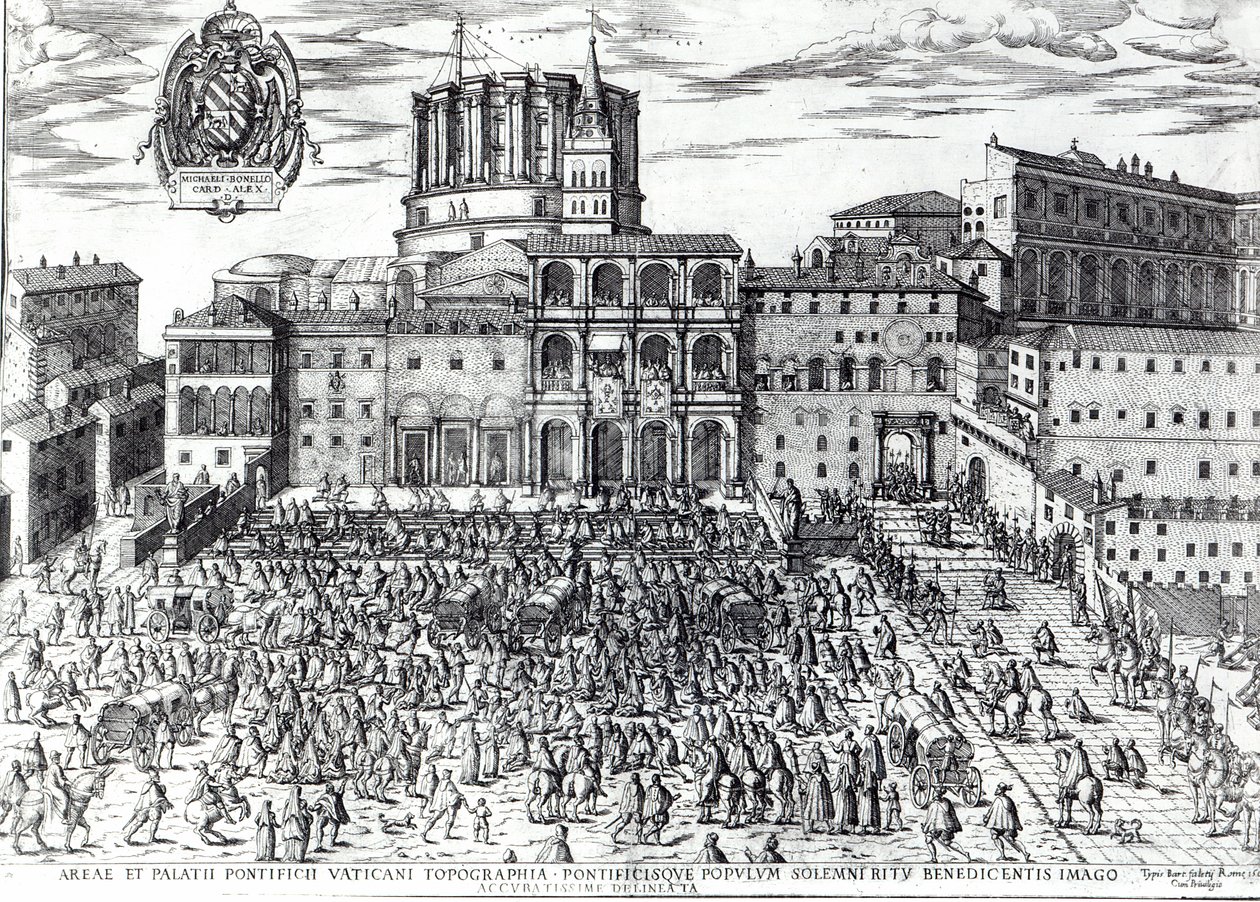 V. Pius pápa áldása a Szent Péter téren 1567 körül alkotó: Italian School