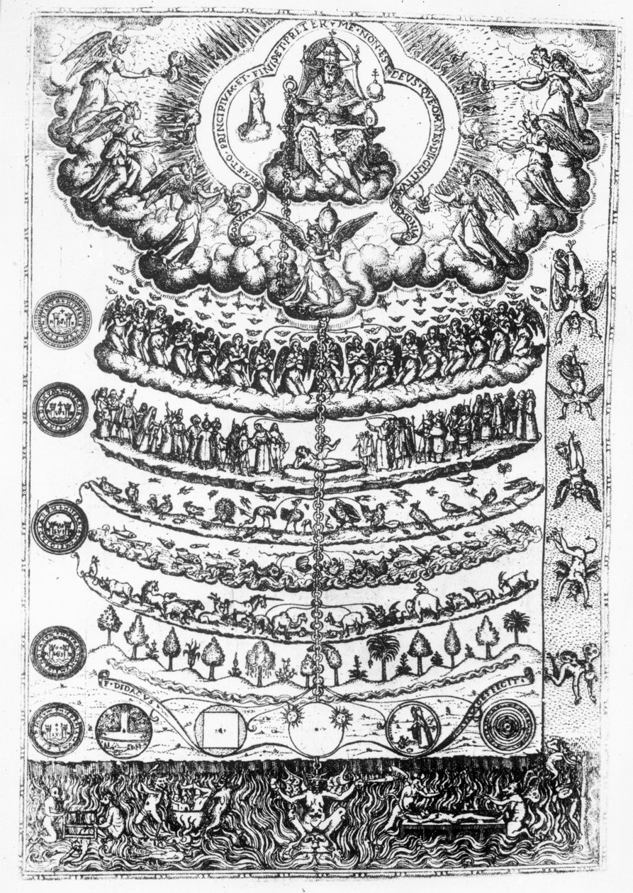A létezés nagy lánca Didacus Valades „Retorica Christiana” című művéből, 1579-ben nyomtatva alkotó: Italian School