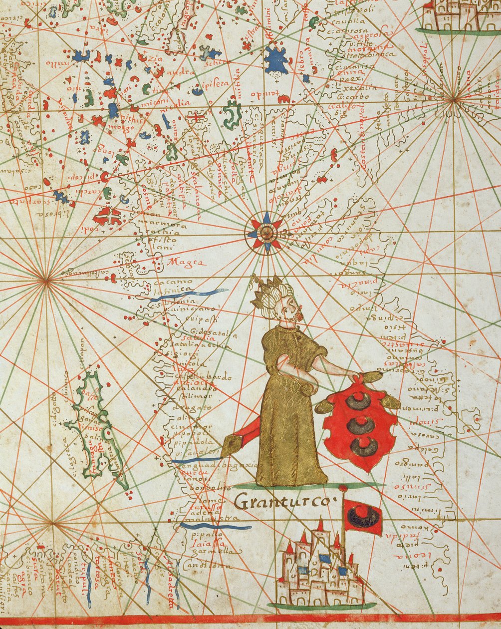 A Török Birodalom, egy tengeri atlaszból, 1646 (tinta pergamen) alkotó: Italian School