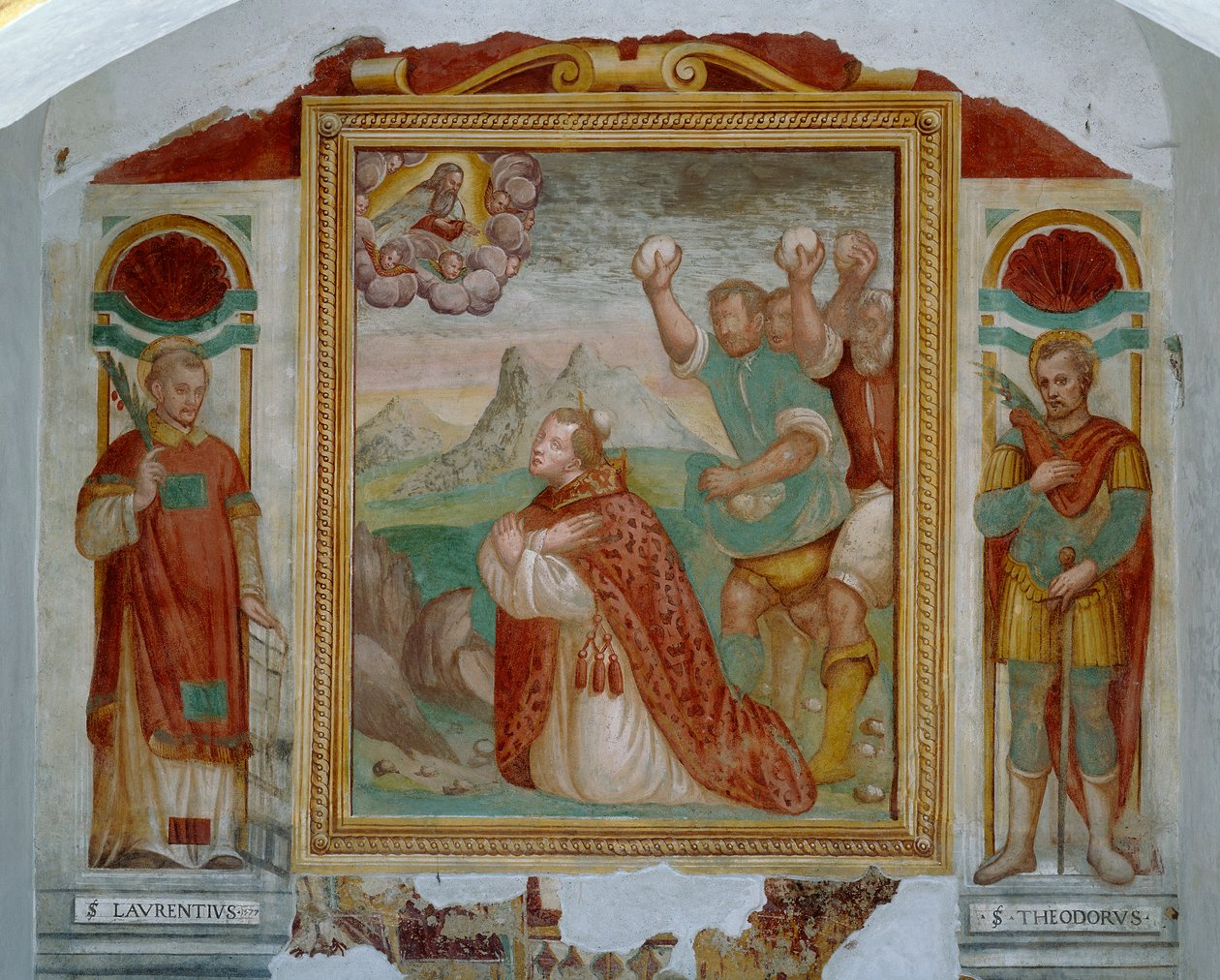 Szent István vértanúhalála Szent Lőrinc és Theodor között alkotó: Italian School