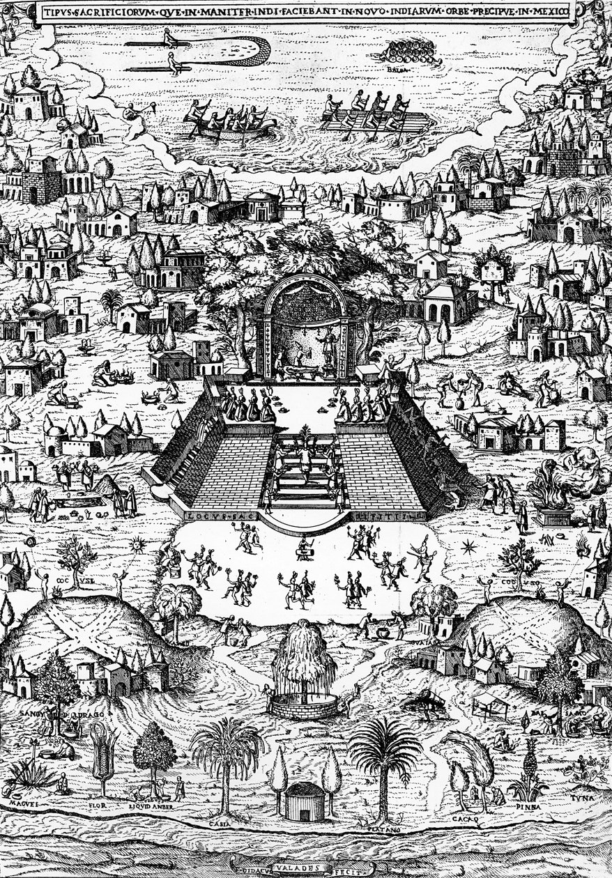 Mexikóváros képe Didacus (Diego) Valades „Rhetorica Christiana”-ból, 1579-ben nyomtatva alkotó: Italian School