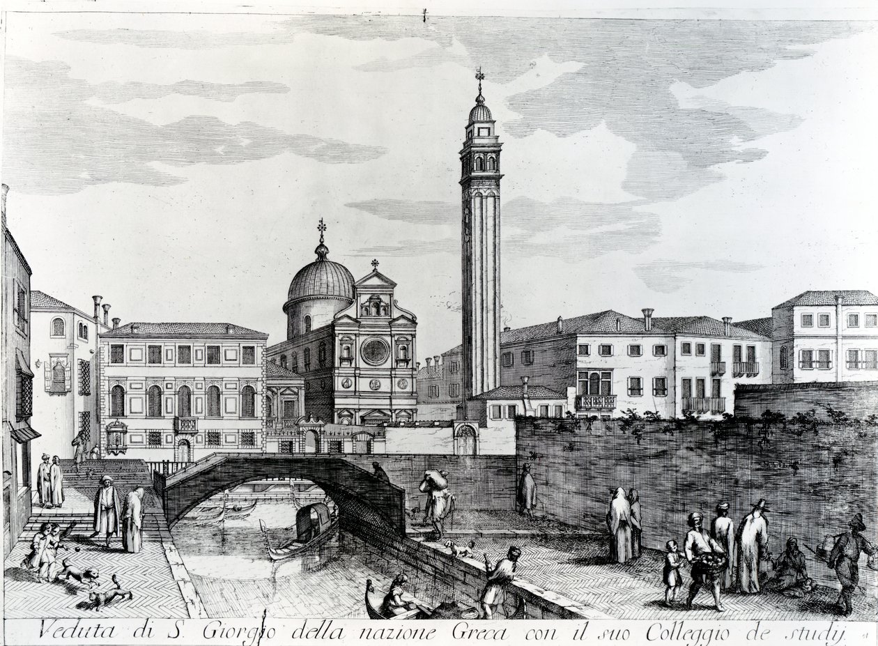 Kilátás a San Giorgio dei Grecire és a Flanginian Schoolra, Velence alkotó: Italian School