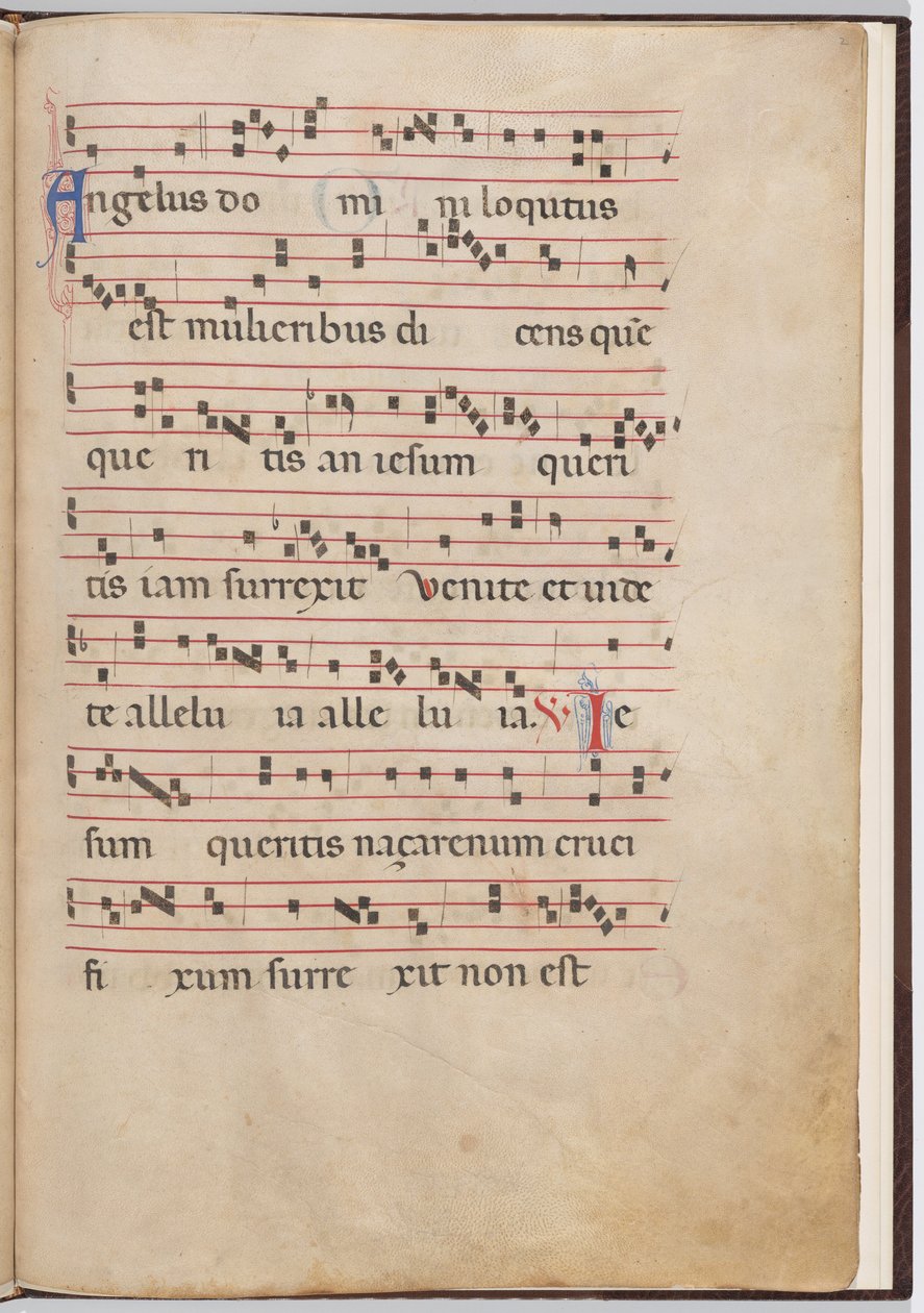 2. levél antifonális töredékből alkotó: Italian 13th Century