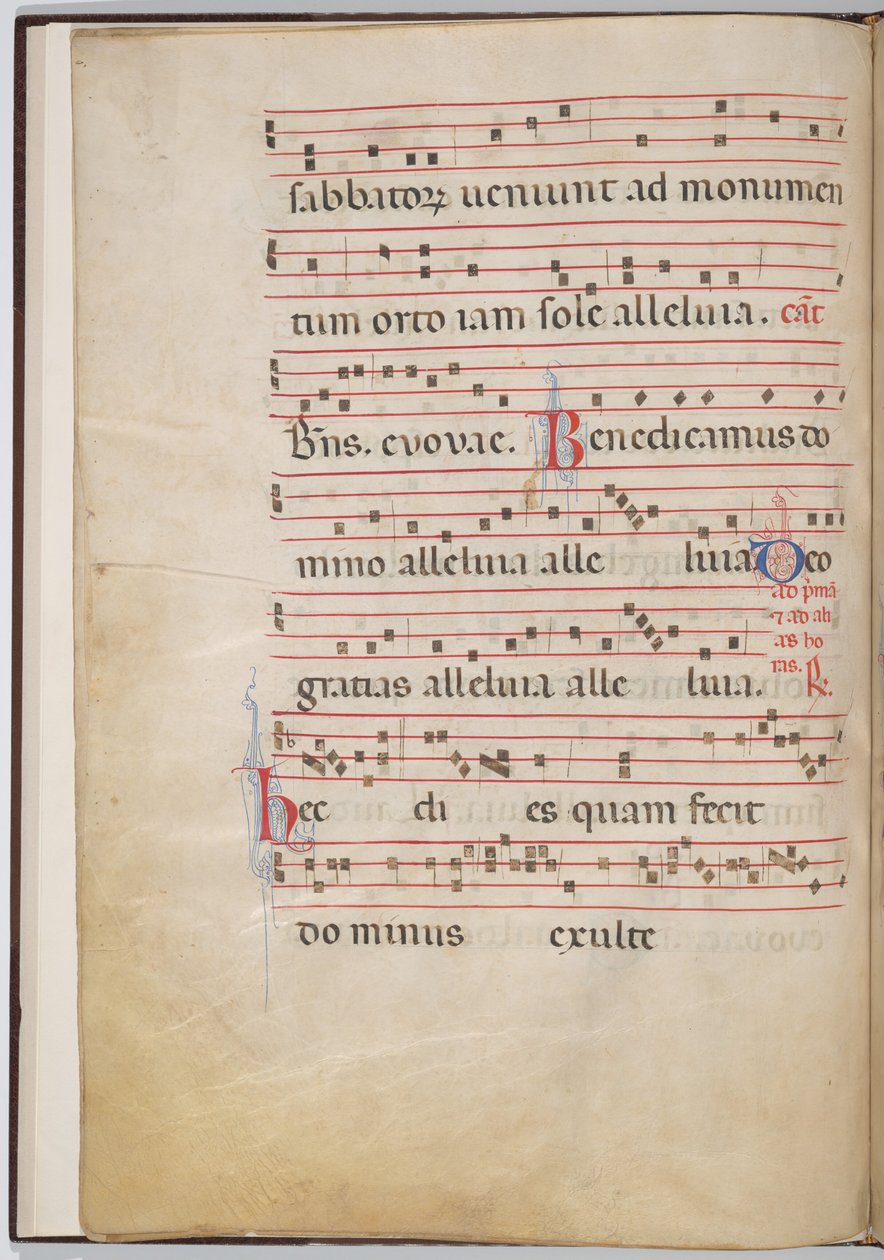 4. levél egy antifonális töredékből (fordítva) alkotó: Italian 13th Century