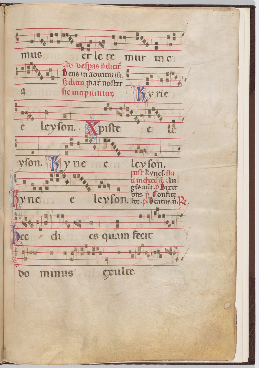 5. levél antifonális töredékből alkotó: Italian 13th Century