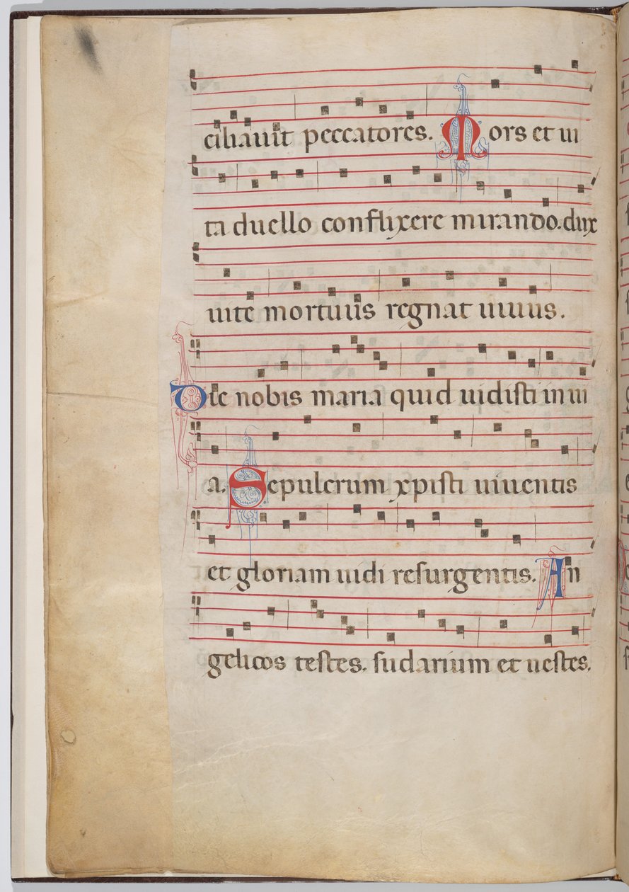 6. levél egy antifonális töredékből (fordítva) alkotó: Italian 13th Century