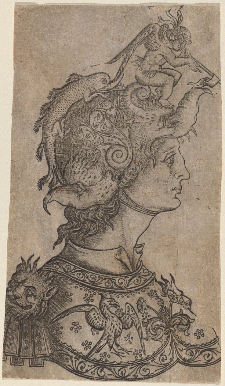 Férfi egy fantasztikus sisakban alkotó: Italian 15th Century